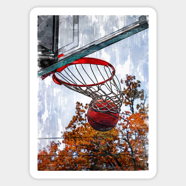 Basketball In Hoop Marker Sketch Sticker by ColortrixArt